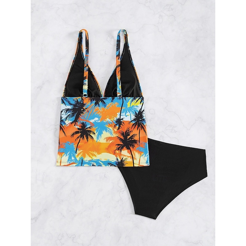 Women's Swimsuits Bikini 2 Piece Cheeky Swimsuit Backless Slim Vacation Beach Wear Floral Halter Neck Sleeveless Bathing Suits3