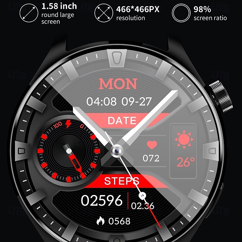 696 SK32 Smart Watch 1.58 inch Smartwatch Fitness Running Watch Bluetooth ECG+PPG Pedometer Call Reminder Compatible with Android iOS Women Men Hands-Free Calls Message Reminder IP 67 47mm Watch Case4