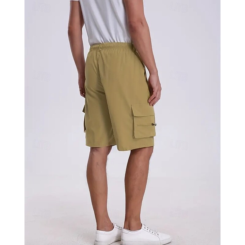 Men's Cargo Shorts Shorts Summer Shorts Drawstring Elastic Waist Multi Pocket Eagle National Flag Comfort Wearable Knee Length Outdoor Sport Daily Fashion Casual Black Navy Blue3