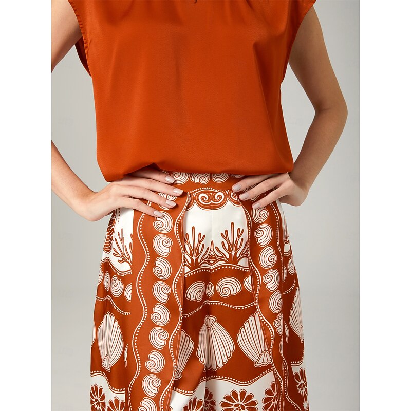 Printed casual orange Swing Pants3