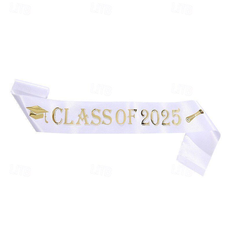 Unisex Graduation Stole, Plain Graduation Sash, Honor Stole for Students, CLASS OF 2025 Glittered Fabric Gold Foil Sash, Graduation Party Ceremony Honor Stole3