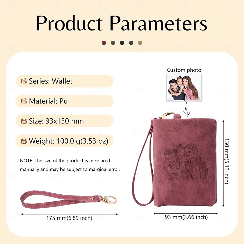 Personalized Women's Wallet Custom Best Gift for Mom – Photo Engraved Leather Wallet, Ideal for Mother's Day, Birthday, or Wedding Anniversary3