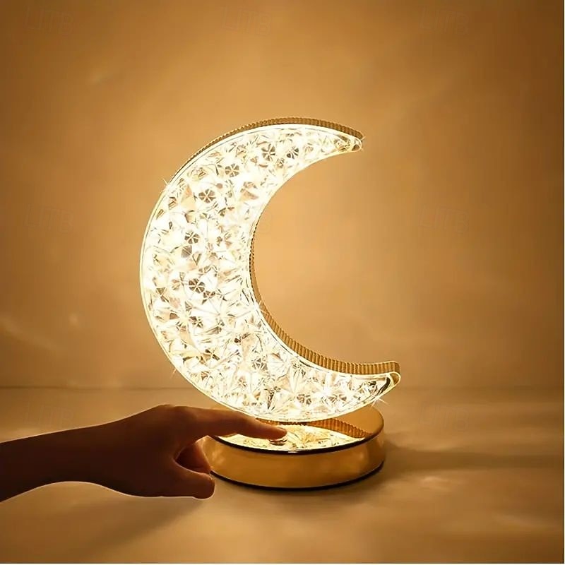 Dimmable Crystal Star Shaped LED Table Lamp Rechargeable Touch Dimming Light Night Light with 3 Colors Lighting Bedroom Living Room Christmas Home Decoration Birthday Gift3