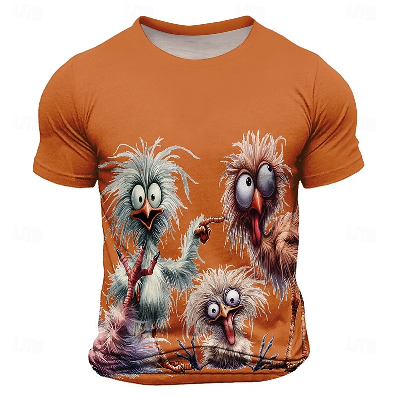 Men's Animal Funny T Shirt Short Sleeve T shirt 3D Print Crew Neck Shirt Exaggerated Designer Party Holiday Black White Blue Summer Spring Clothing Apparel S M L XL XXL XXXL4