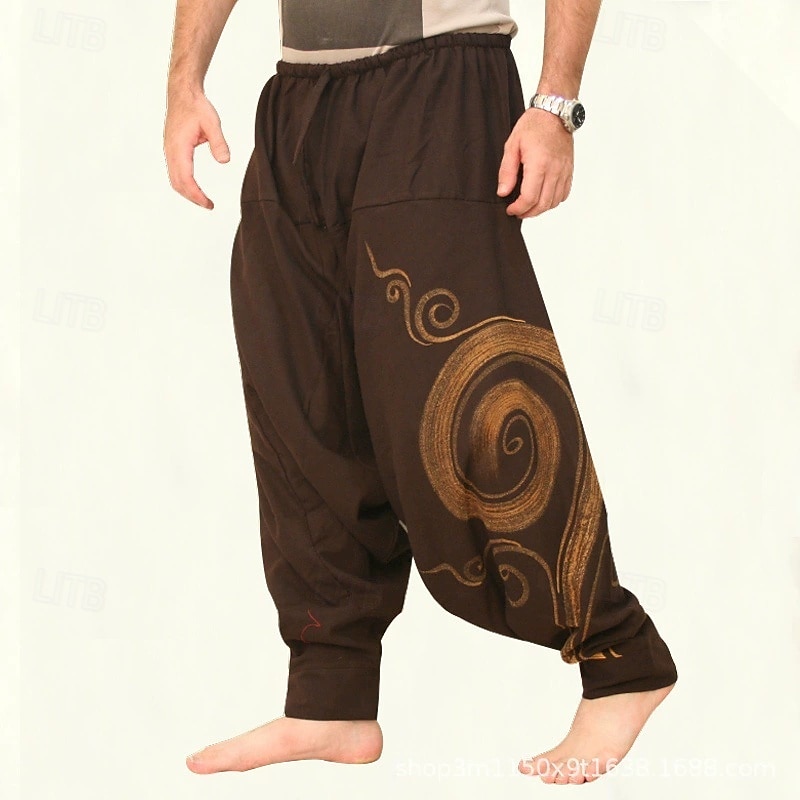 Retro Vintage Boho Medieval Trousers Harem pants Pirate Viking Baggy Fancy Dress Men's Halloween Carnival Vacation Yoga LARP Adults' Pants