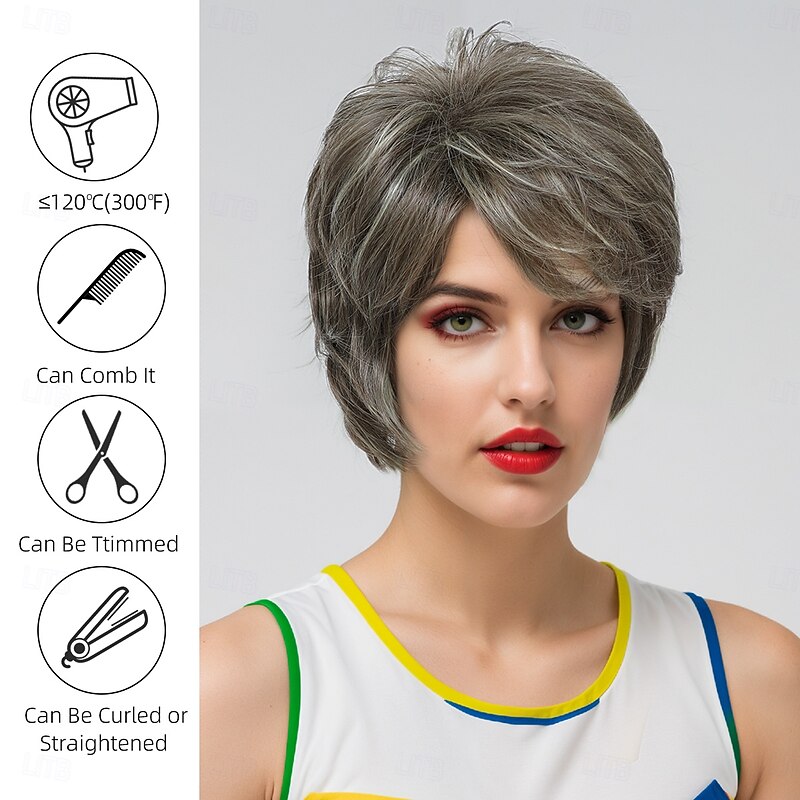 Synthetic Wig Wavy Curly Weave Asymmetrical Neat Bang Machine Made Wig 30 inch A1 Synthetic Hair Women's Classic Comfortable Color Gradient Multi-color2