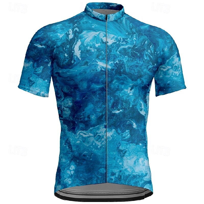 Men's Cycling Jersey Gradient Camo / Camouflage Short Sleeve Bike Tee Tshirt Jersey with 3 Rear Pockets Mountain Bike MTB Quick Dry Anatomic Design Wicking Breathable Sports Black Blue Green Clothing