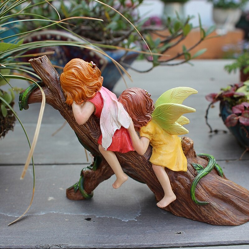 Creative Resin Ornament - Miniature Sleeping Fairy Statue, Sleeping Flower Fairy Outdoor Yard, Fairy Garden Accessories, Bonsai & Lawn Decoration2