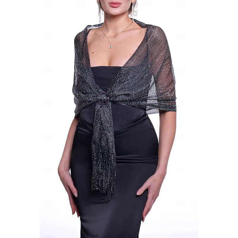 Retro Vintage Roaring 20s 1920s Scarf Wrap Shawls The Great Gatsby Flapper Girl Tassel Fringe Solid Color Fancy Dress Women's Carnival Valentine's Day Wedding Evening Party Masquerade Adults' Shawl4