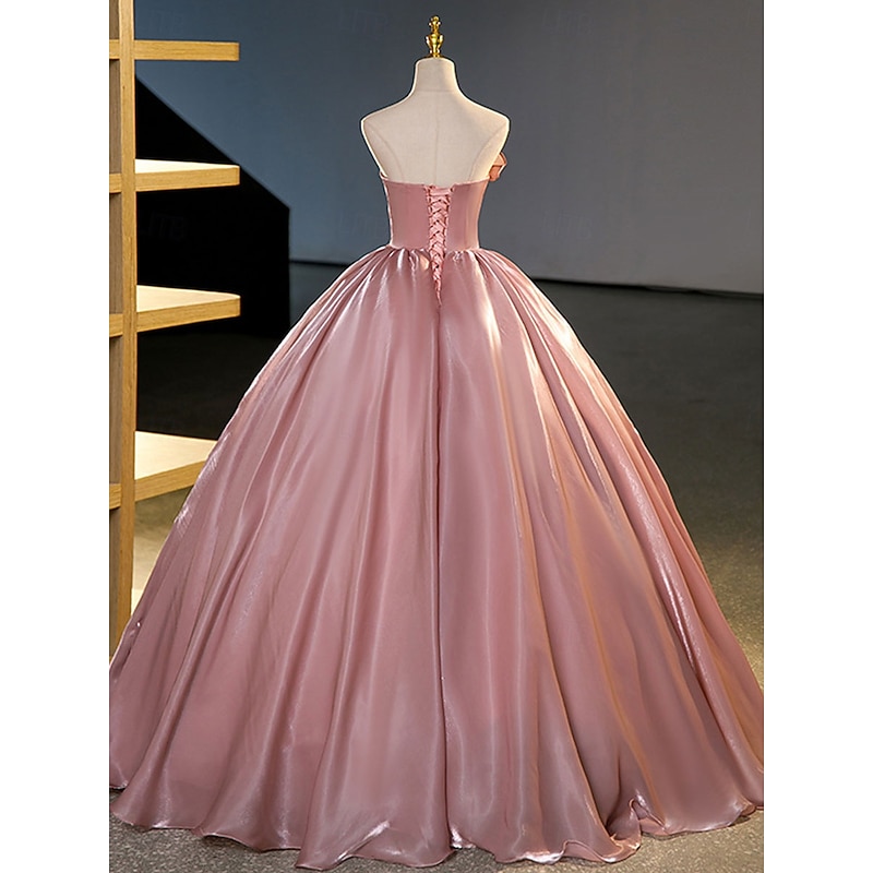 Ball Gown A-Line Quinceanera Dresses Elegant Dress Wedding Wedding Guest Floor Length Sleeveless Strapless Organza Backless with Pleats4