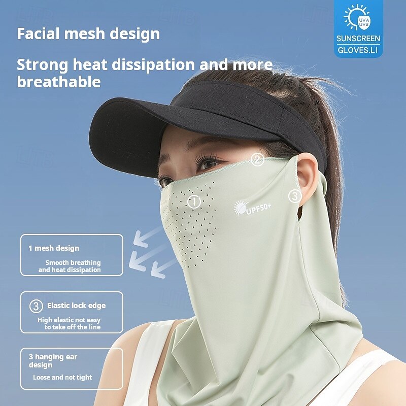 UV Protection Face Mask for Women, Summer Ice Silk Cooling Neck Gaiter with Ear Loops, Sun Protection Breathable Face Cover for Outdoor Cycling, Hiking, Fishing2