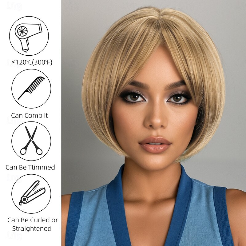 Synthetic Wig Wavy kinky Straight Asymmetrical Deep Parting Machine Made Wig 12 inch A1 Synthetic Hair Women's Classic Comfortable Color Gradient Multi-color3