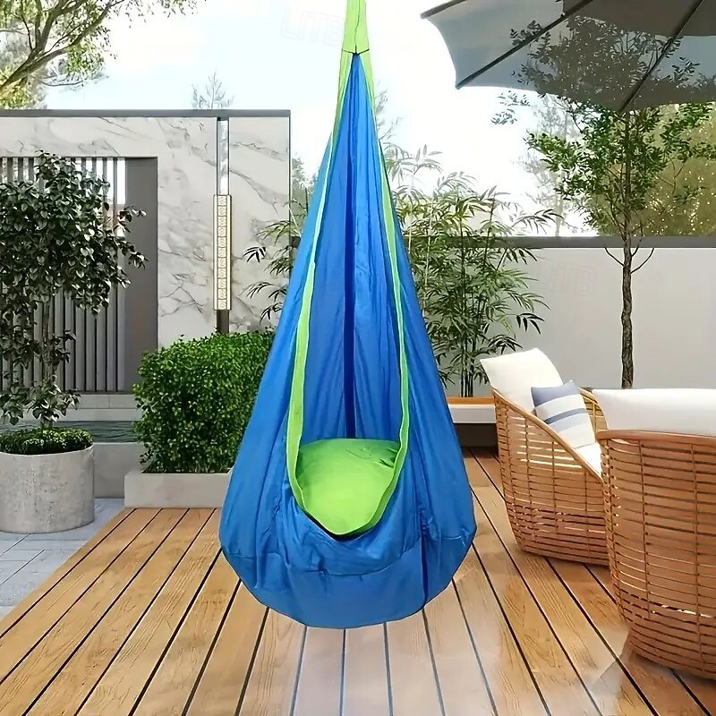 1Pc Convenient Hanging Chair Inflatable Hammock and Hanging Bag 100% Polyester Hand Wash Perfect for Indoor/outdoor Relaxation and Play can Be Used As A Gift2