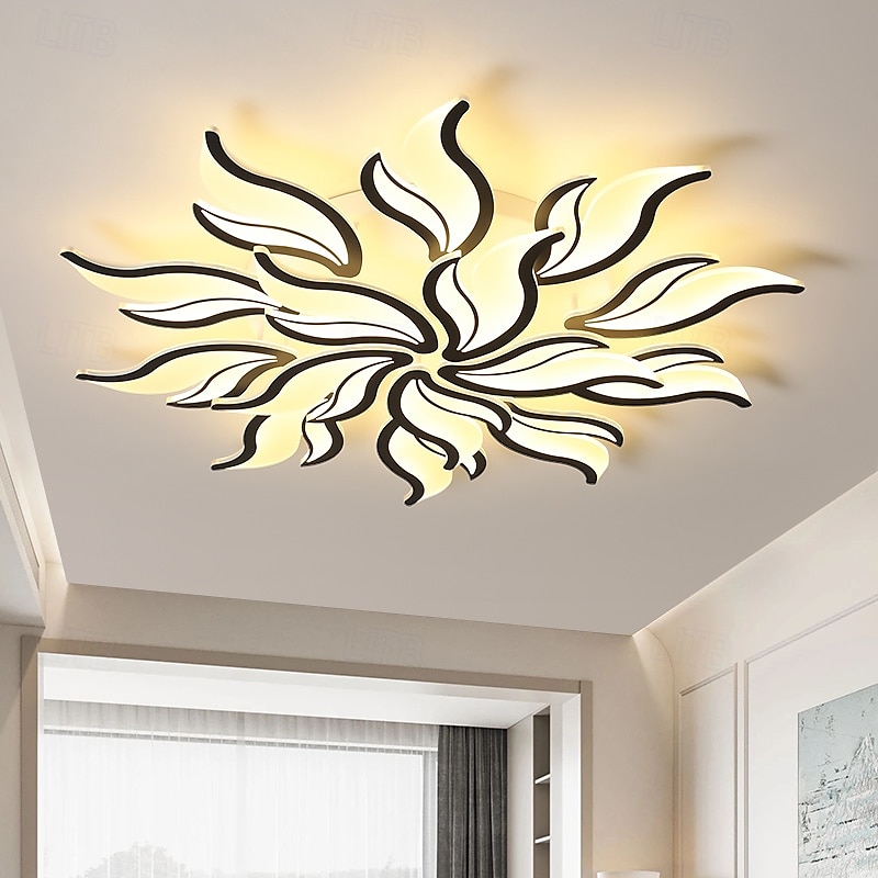3-Light 5-Light 60/68/78/90/100 cm Dimmable Cluster Design Ceiling Lights Metal Acrylic Layered Artistic Style Modern Style Painted Finishes Black LED Modern 110-120V 220-240V