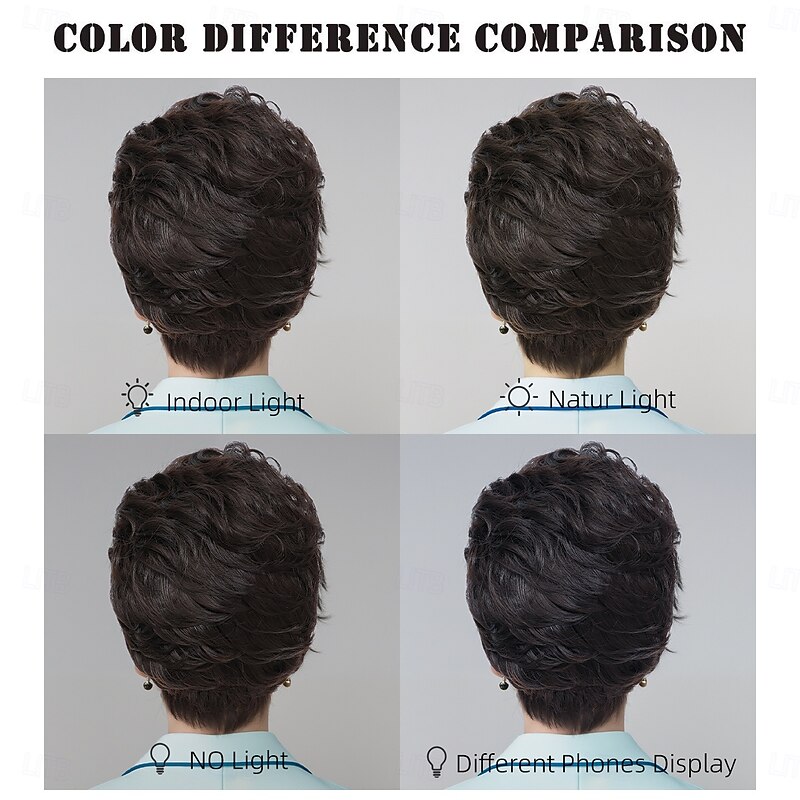 Synthetic Wig Spiral Curl Tight Curl Middle Part Asymmetrical Deep Parting Machine Made Wig 10 inch A1 Synthetic Hair Women's Classic Comfortable Color Gradient Multi-color3