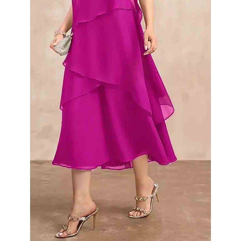 Women's Graduation Dress Midi Dress Solid Color Wine Rose Red Summer Spring A Line Dress Ruffle Dress Work Dresses Semi Formal Formal Work Regular Fit Plain Crew Neck3