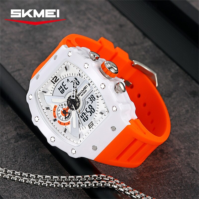SKMEI Dual Display Electronic Watch Men's Wine Barrel Shaped Waterproof Luminous Multifunctional Electronic Watch3