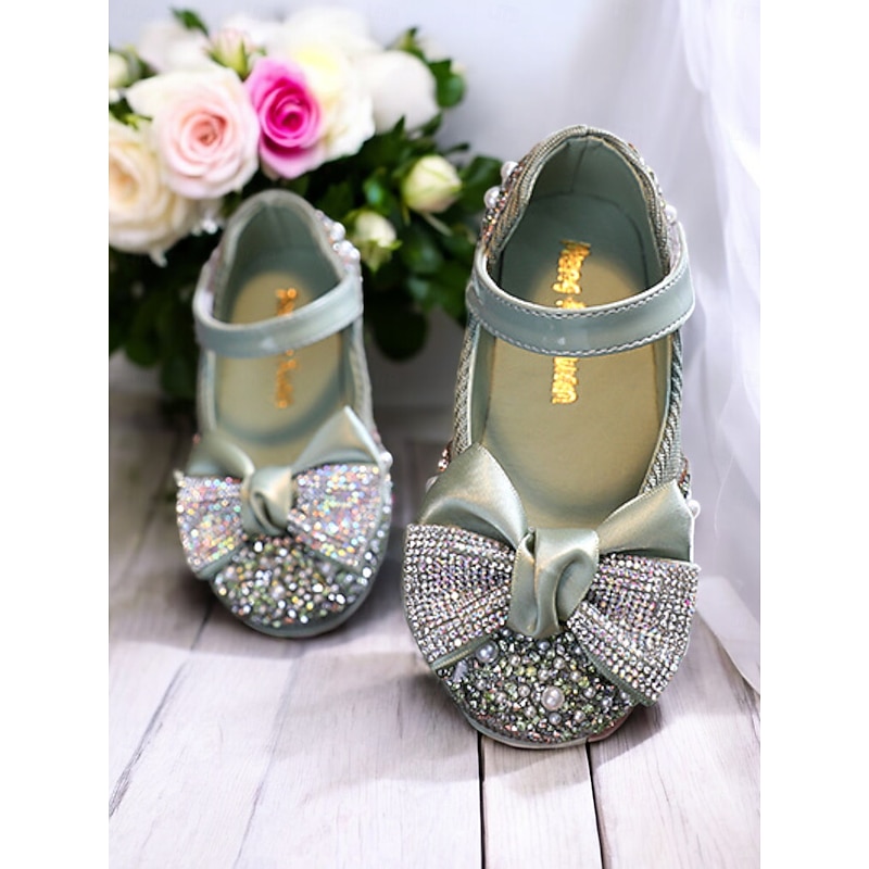 Girls' Glitter Bow Mary Jane Shoes – Sparkly Rhinestone Flower Girl Flats for Parties & Weddings4
