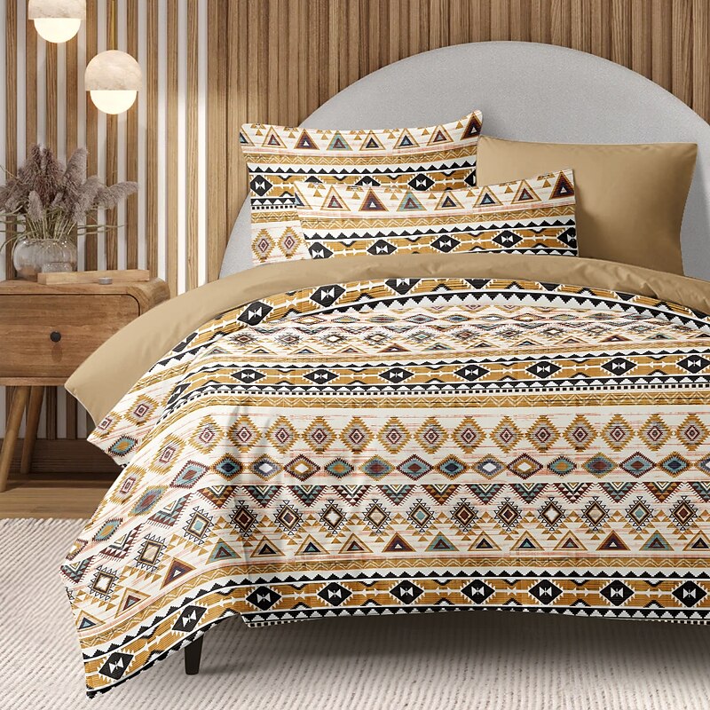 Mandala Ethnic Duvet Cover Full Size Bedding Set Cotton Bed Sets Quilt Cover Soft Lightweight Comforter Cover with 2 Pillowcases for Summer Spring