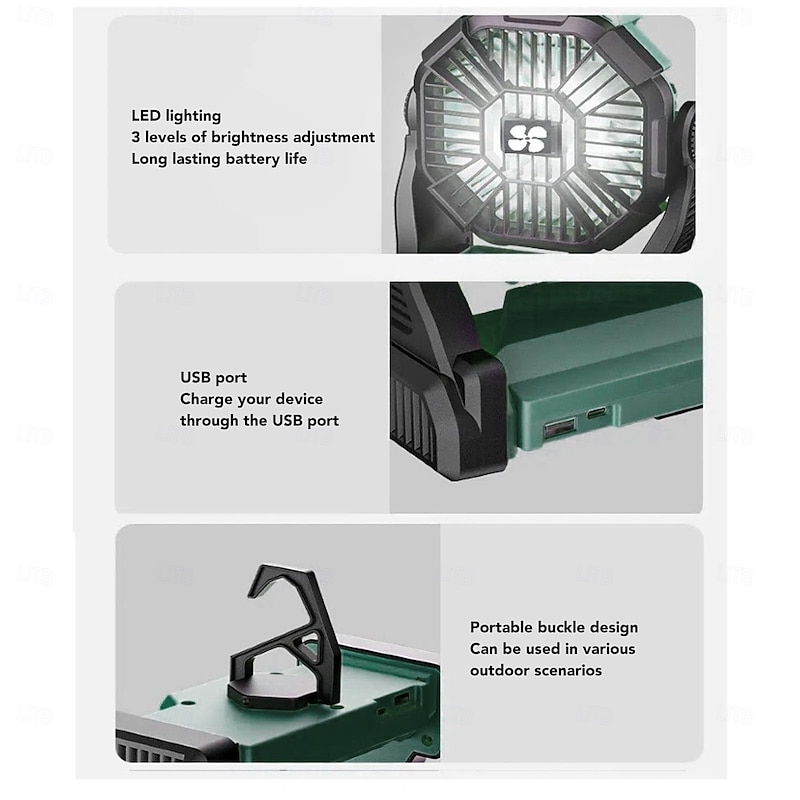 1 Pc Portable Outdoor Camping Light, Outdoor Fan, Emergency Power Bank, Usb Charging Fan, Long Battery Life, Three Levels Of Dimming, Four Levels Of Wind Speed2