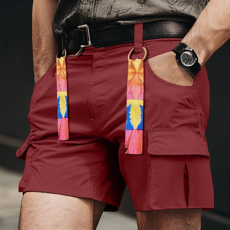Men's Cargo Shorts Chino Shorts Summer Shorts Work Shorts Buttons Woven Multi Pocket Plain Comfort Soft Short Outdoor Casual Daily Fashion Streetwear Purple Micro-elastic