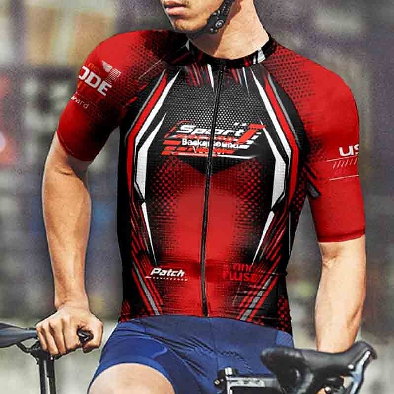 Men's Cycling Jersey Geometric Letter & Number Short Sleeve Bike Tee Tshirt Jersey with 3 Rear Pockets Mountain Bike MTB Quick Dry Anatomic Design Wicking Breathable Sports Yellow Red Blue Clothing2