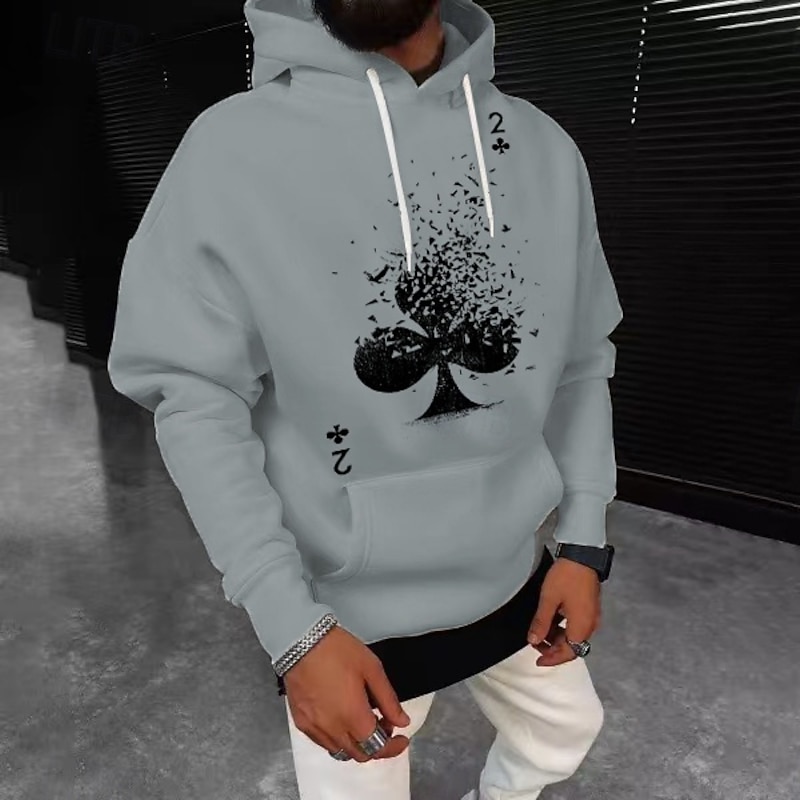 Men's Solid Color Poker Hoodie Hoodies Sweatshirt Streetwear Sportswear Long Sleeve Hooded Sports & Outdoor Casual Streetwear Apricot Black Drawstring Fall Winter Designer4