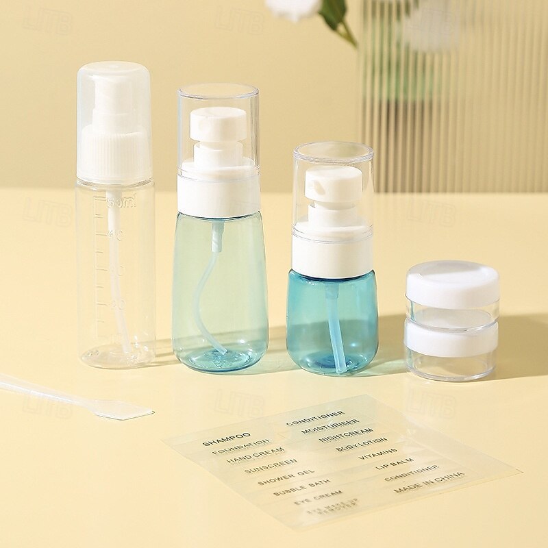 Travel Bottles Set 7-Piece, Refillable Cosmetic and Toiletry Containers, Shampoo, Lotion, Face Wash, Squeeze, Press, and Spray Bottles for Packing2