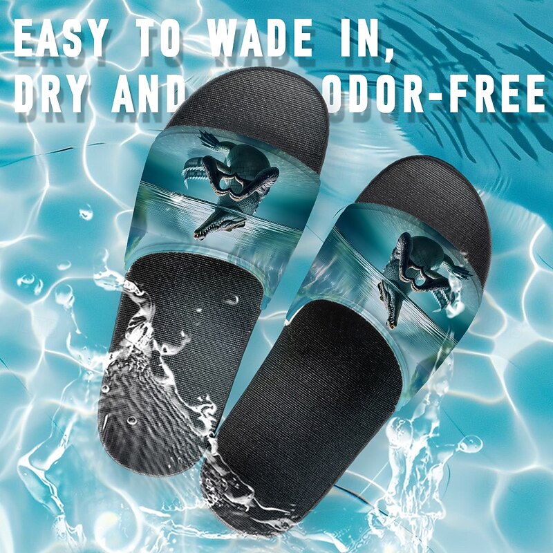 Unisex 3D Alligator Print Slide Sandals – Comfortable Non-Slip Pool & Beach Slippers for Summer, Outdoor & Casual Wear2
