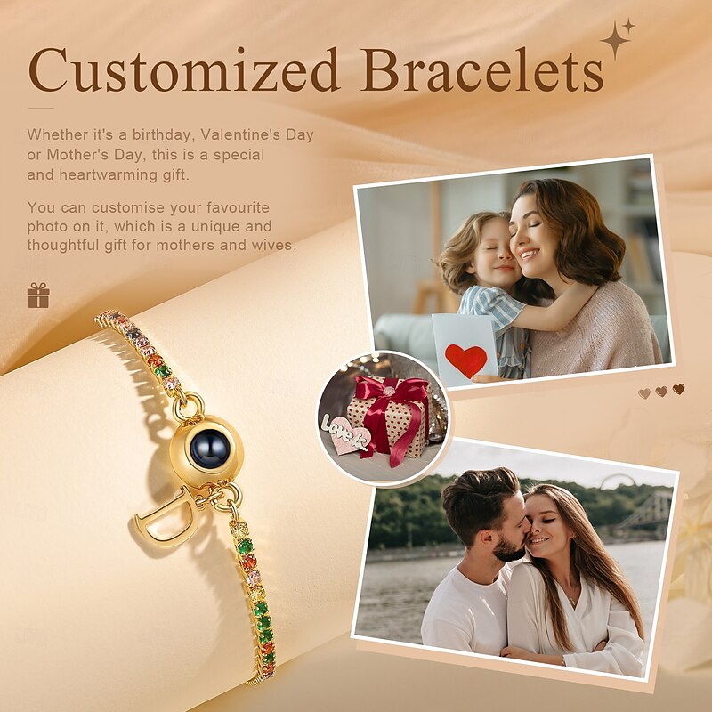 Personalized Photo Projection Bracelet Custom Best Gift for Mom – Customizable with Initials and Photos, Elegant Jewelry Gift for Mom, Grandma, Wife, Girlfriend for Mother's Day, Women's Day3