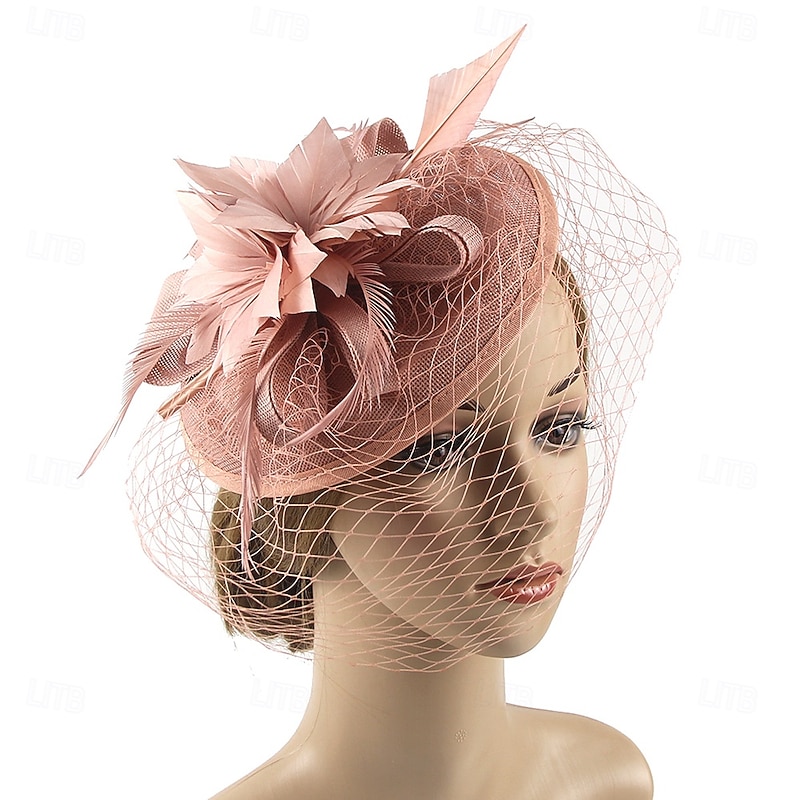 Fascinators Polyester Fedora Hat Floppy Hat Veil Hat Formal Wedding Tea Party Kentucky Derby Horse Race Elegant Simple Luxury With Feather Pure Color Headpiece Headwear4