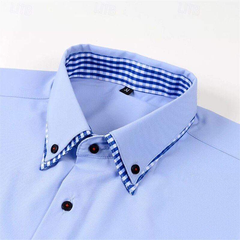 Men's Dress Shirt Wrinkle Resistant Outdoor Work Black White Blue Green Long Sleeve Summer Spring Clothing Apparel4