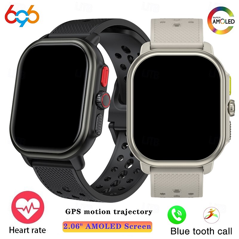 696 P106 Smart Watch 2.06 inch Smartwatch Fitness Running Watch Bluetooth Pedometer Call Reminder Sleep Tracker Compatible with Android iOS Women Men Hands-Free Calls Message Reminder IP 67 38mm2