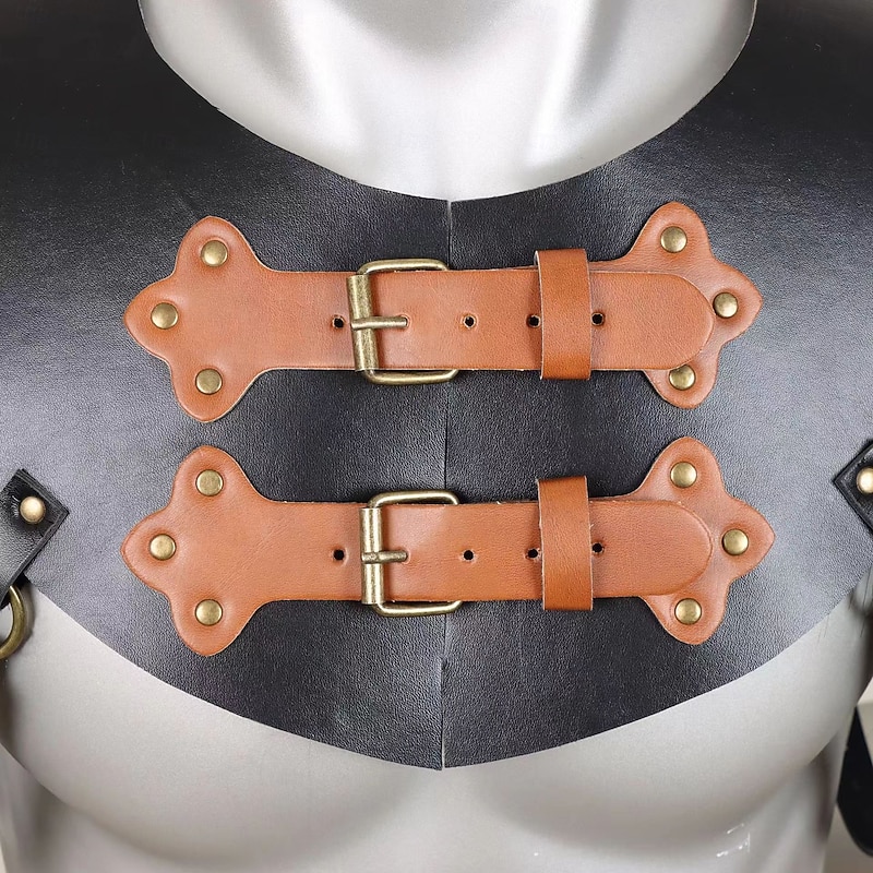 Retro Vintage Medieval Renaissance Armor Shoulder Armor Chest Guard Warrior Viking Fancy Dress Men's Viking Halloween Carnival Performance Party LARP Adults' Chest Guard4