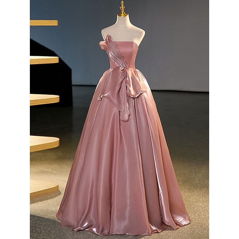 Ball Gown A-Line Quinceanera Dresses Elegant Dress Wedding Wedding Guest Floor Length Sleeveless Strapless Organza Backless with Pleats2