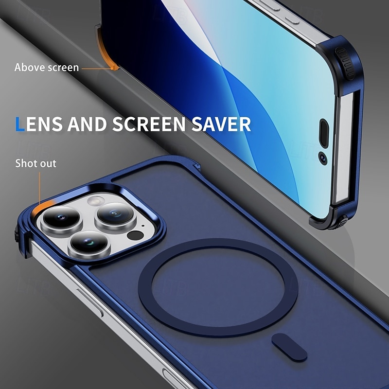 Phone Case For iPhone 16 15 14 Pro Max Plus 13 12 Pro Max Back Cover Magnetic Support Wireless Charging Shockproof Retro Metal2