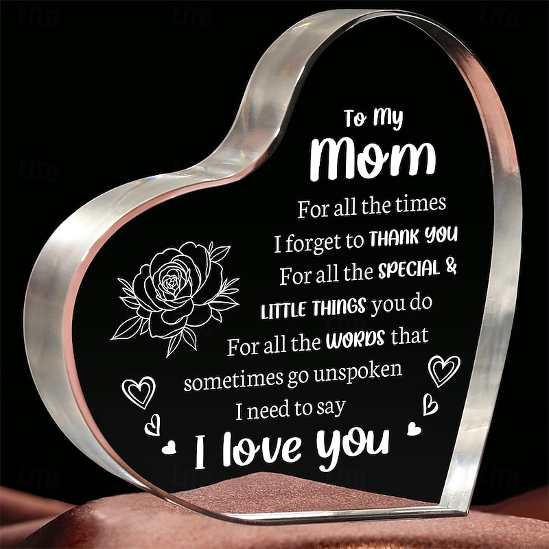 Gifts for Mom Mom Birthday Gifts - Acrylic Keepsake 3.9x3.9 Inch - I Love You Mom Mothers Day Gifts from Son - Best Christmas Valentines Day Gifts for Mom