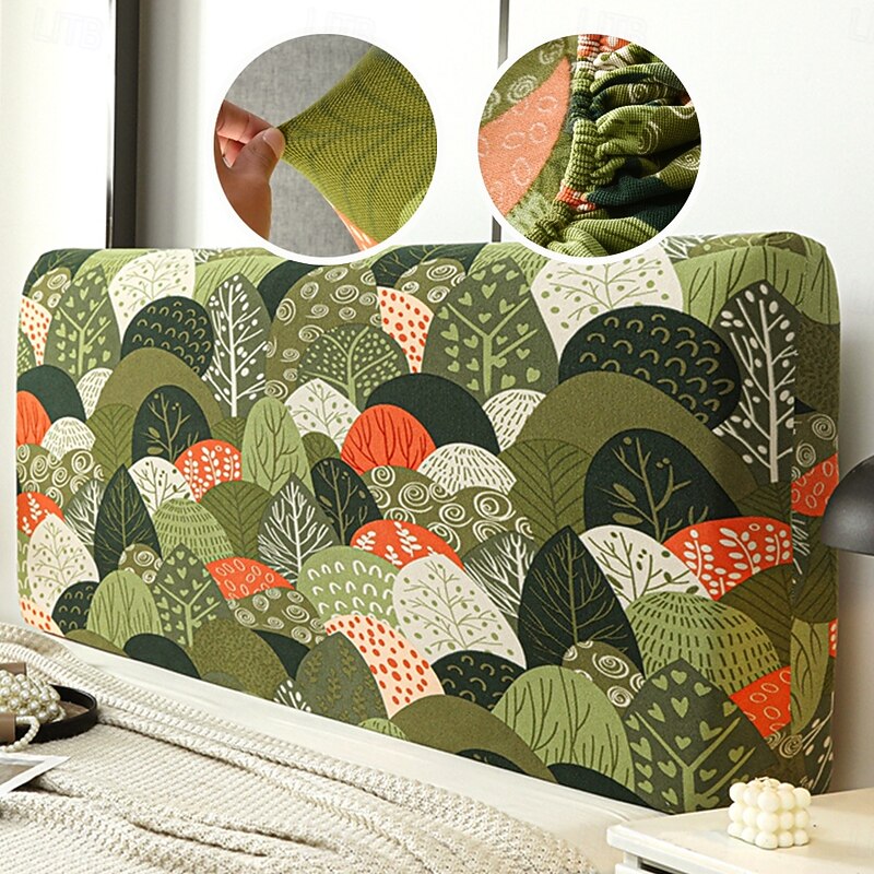 1 PC Splash Proof Headboard Cover knitted Elastic Jacquard Bedside Cover for Bed in Bedroom Easy to Use and Clean Waffle Household Headboard Cover