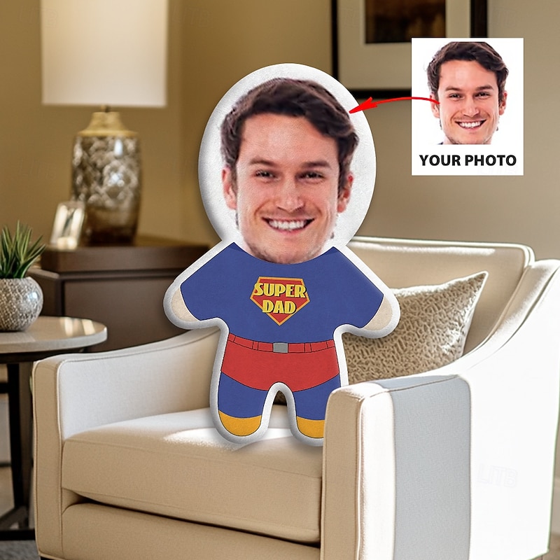 Personalized Gift Memorial Pillow Super Dad,Cuddly, Duplex Printed, Hand Washable, Contemporary Designed, Zipper Closed, Cotton Filled, All-Season Decorative Throw Pillow Father's Day3