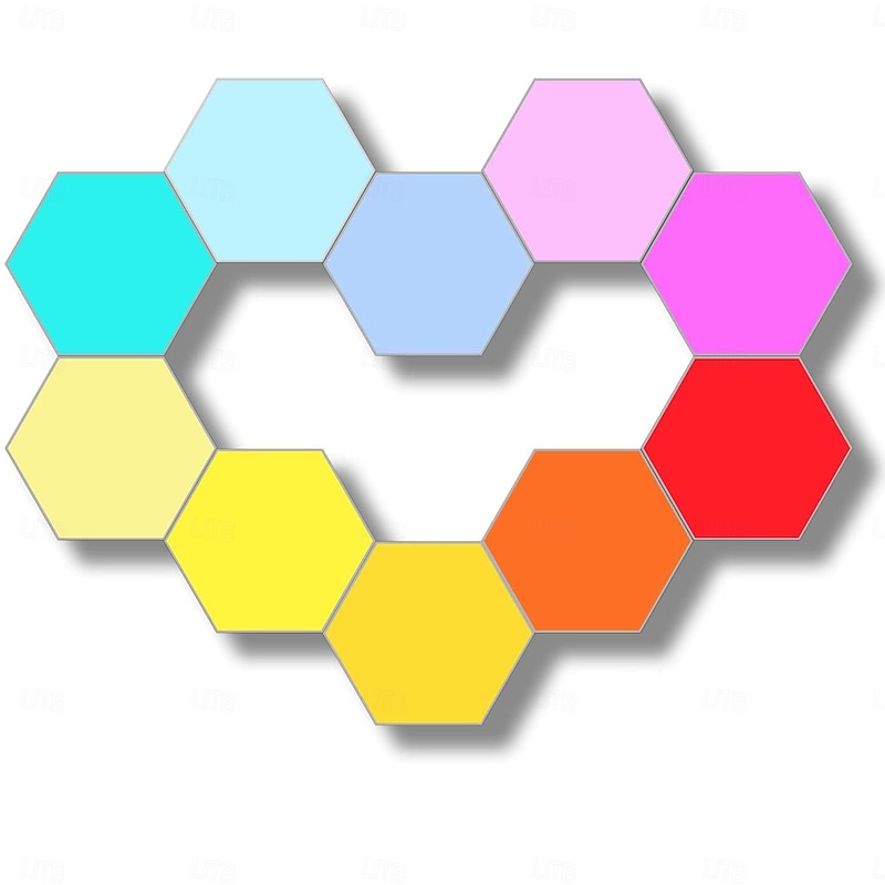 LED Hexagon Lights Smart App Control 3/6/8/10/13 Pack Wall Light Panels DIY Modular Geometry Assembly for Gaming Setup Living Room Bedroom Decor4