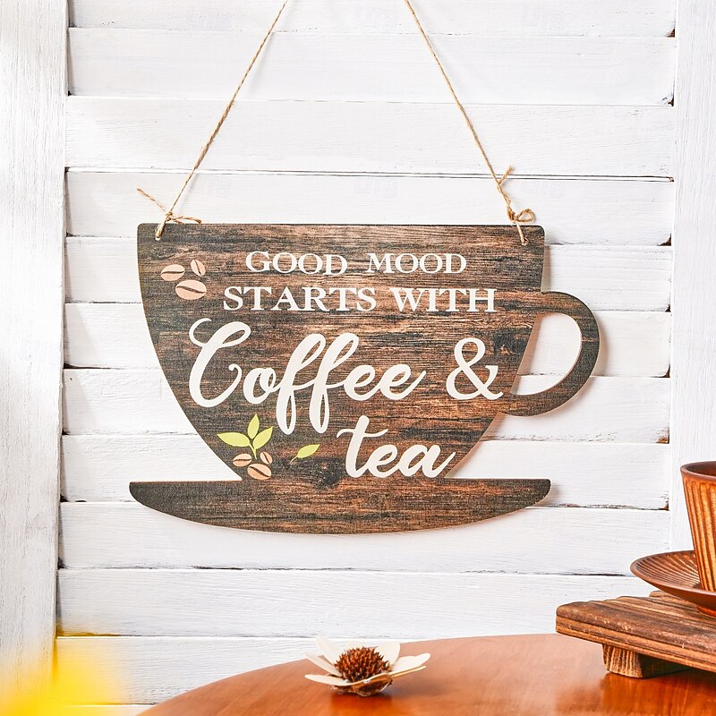 Wooden Coffee Tea Cup Hanging Sign – Lightweight Wall Decor Plaque, Cozy Indoor Wooden Sign for Home, Café, Bar, Shop, and Restaurant Decoration4