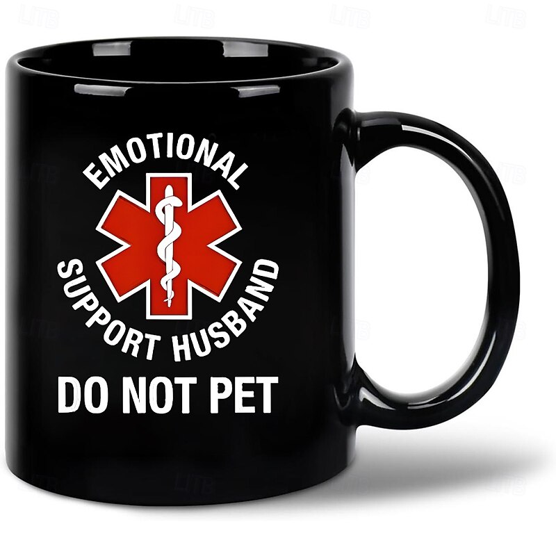 Funny Husband Mug Emotional Support Husband Do Not Pet Black 11oz Coffee Cup Sarcastic Gift for Men Husband Boyfriend Wedding Anniversary Birthday Christmas4