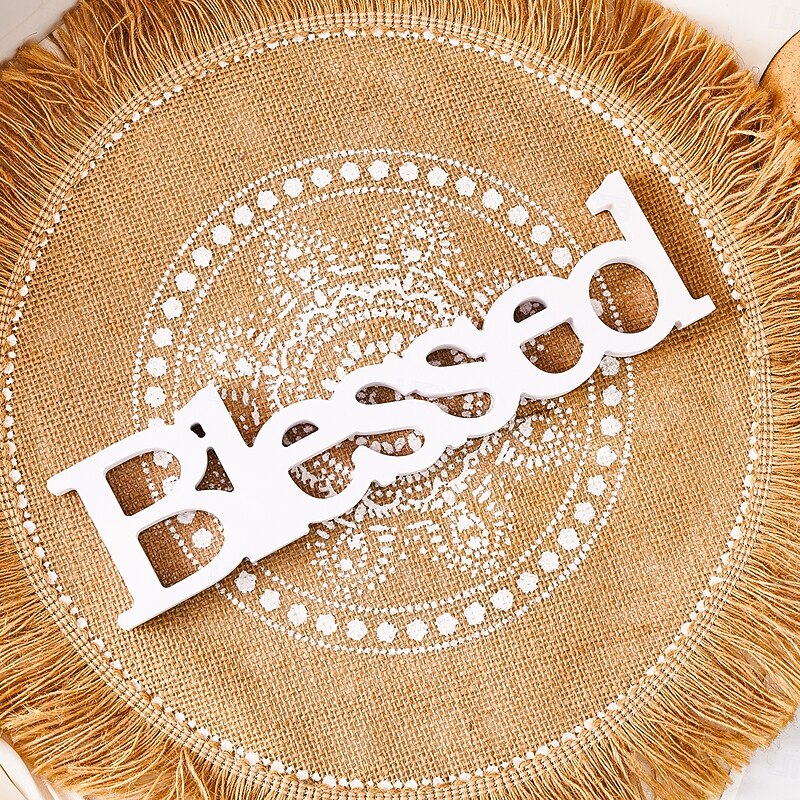 White "Blessed" Letter Tabletop Decor, PVC Freestanding Letter Sign, Warm Indoor Decoration for Wedding, Valentine's Day, Anniversary, Party, and Home Table Display2