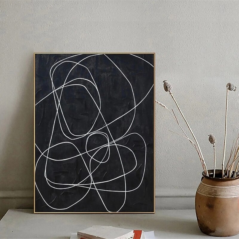 Large oil painting hand  painted black 3D textured abstract painting hand-painted abstract oil painting modern wall art decoration art2