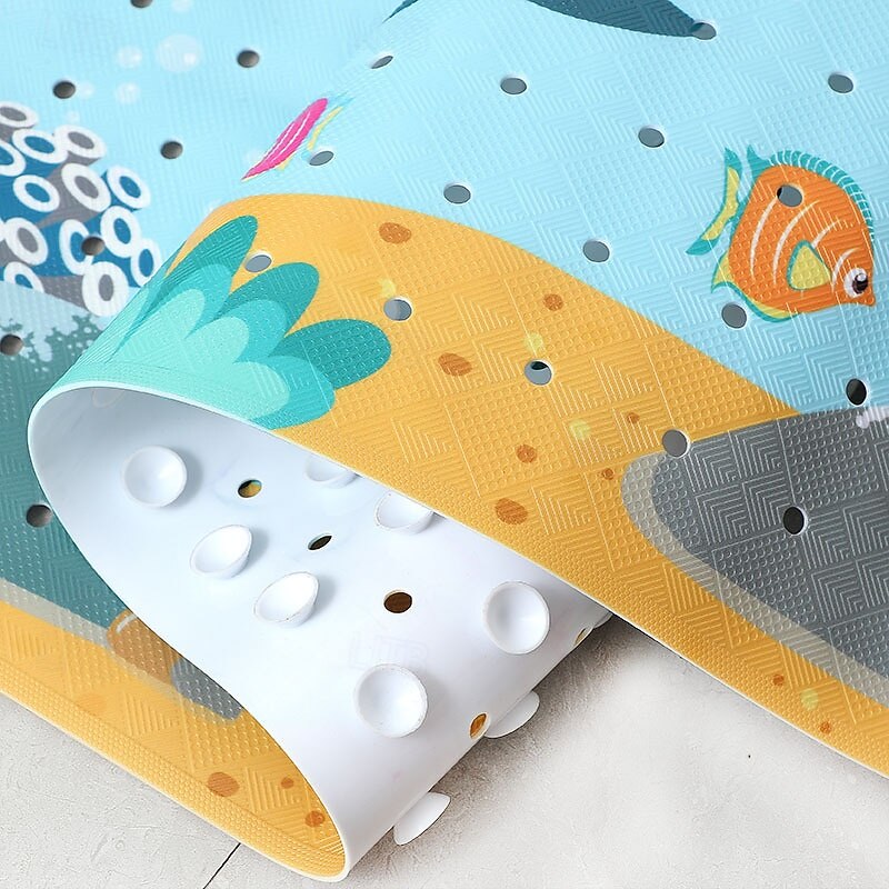 Cartoon Baby Bath Mat, Kids Bathtub Mat Non Slip for Toddler Bath Shower Anti Slip, 40In X 16In with Drain Holes and Suction Cups Machine Washable, Turtles3