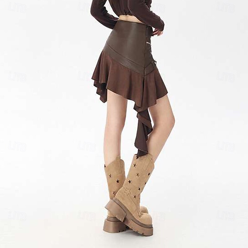 Retro Vintage Medieval Steampunk Mini Skirt Pirate Ruffle Asymmetric Hem Fancy Dress Women's Halloween Carnival Casual Daily Ren Faire Adults' Skirt2