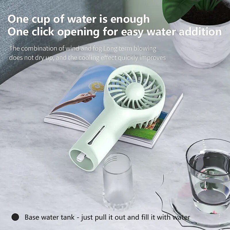Portable Handheld Spray Fan – Large Wind Refillable Water Mist Cooling Fan for Outdoor and Travel2