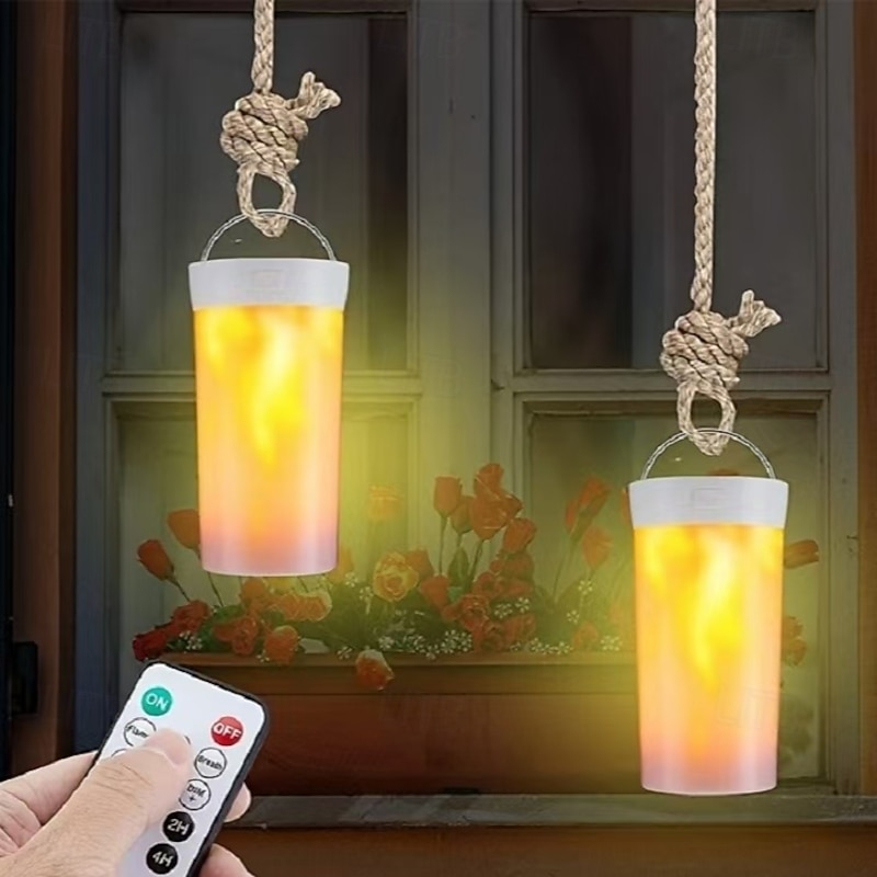 LED Flame Lamp Creative Atmosphere Decoration Children's Day Halloween Christmas Gift with Remote Control, Suitable for Outdoor Camping Picnic Flame Lamp