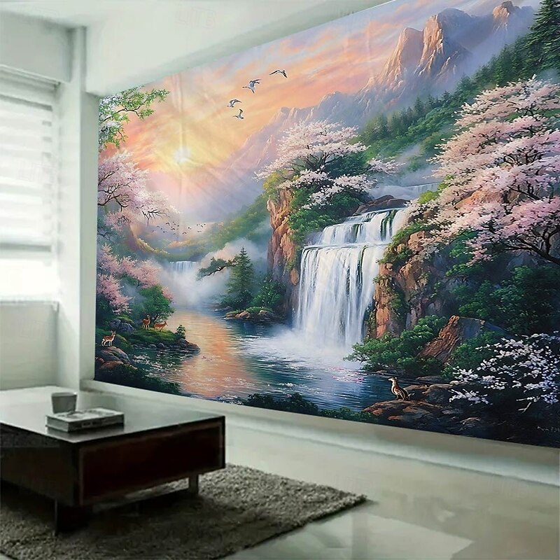 Plant Flower Water Landscape  Tapestry Wall Art Large Tapestry Mural Decor Photograph Backdrop Blanket Curtain Home Bedroom Living Room Decoration3