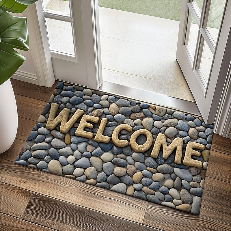 Cobblestone Doormat Kitchen Mat Floor Mat Non-Slip Area Rug Oil Proof Rug Indoor Outdoor Mat Bedroom Decor Bathroom Mat Entrance Rug